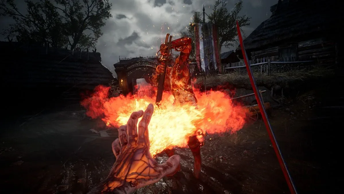 A first-person sword parry encounter in Valor Mortis