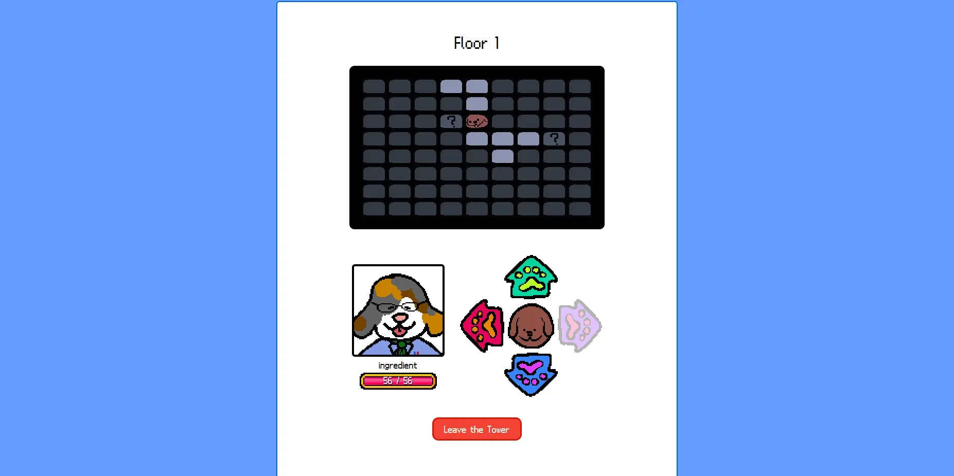 The Lonely Tower grid navigation screen in Dog Online