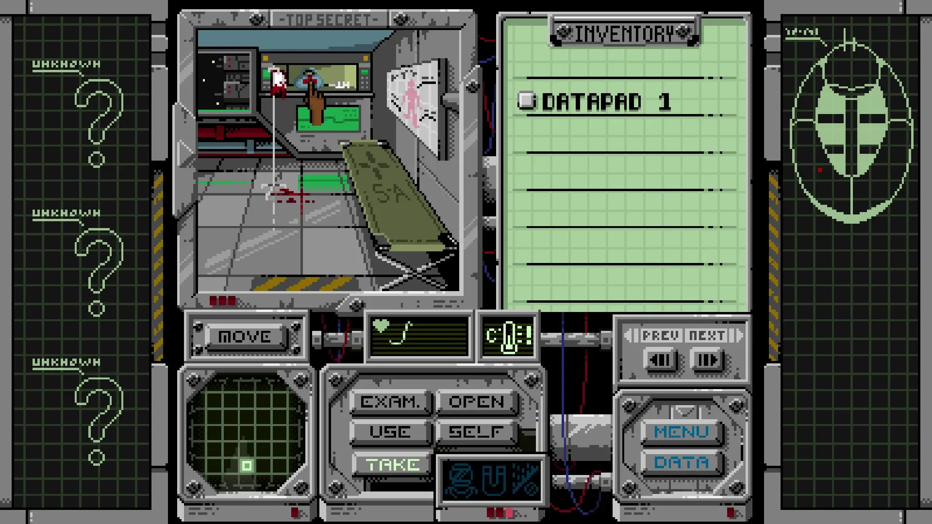 Infested DX player exploring a dangerous abandoned spacecraft