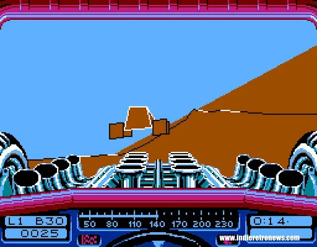 Stunt Car Racer running on NES with a full-width 3D stunt-racing track