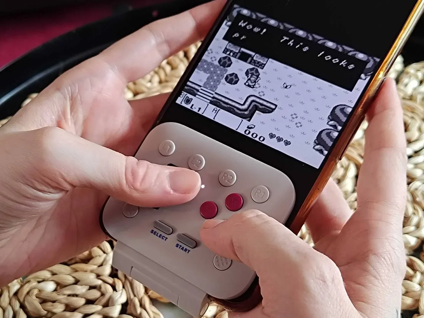 GameSir Pocket Taco attached to the bottom of a smartphone