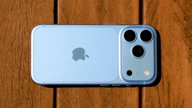A Glacier iPhone 18 Pro lying on a wooden surface