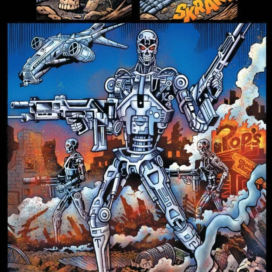 Post-Judgment Day devastation preview imagery for Archie vs. The Terminator #1