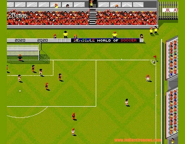 OpenSWOS football match running in a true 256-colour Amiga AGA presentation