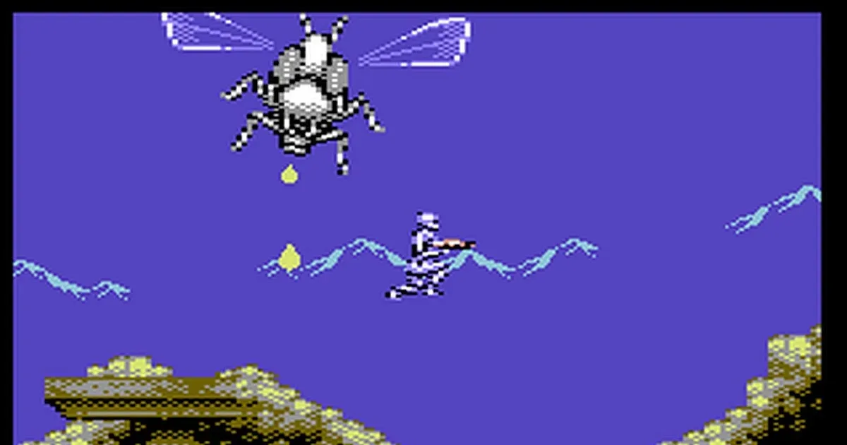 Steel Ranger 2 combat with rifle, mines and energy blades on C64