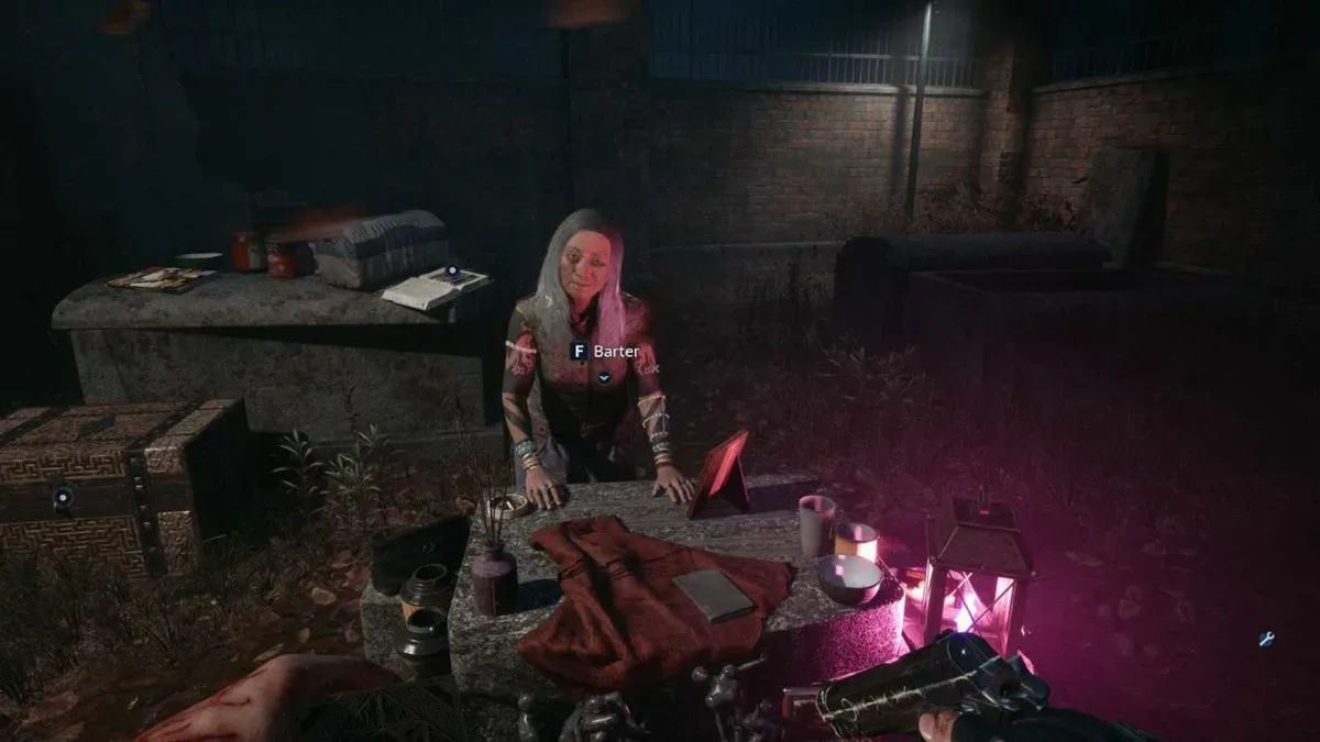 A screenshot of the shopkeeper in Hellraiser Revival