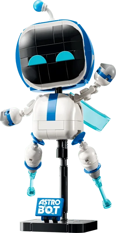 Lego Astro Bot on a plain background