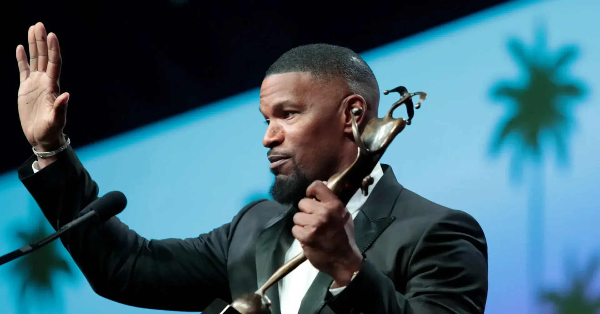 Jamie Foxx promoting his comedy special Take Care Of Yourself