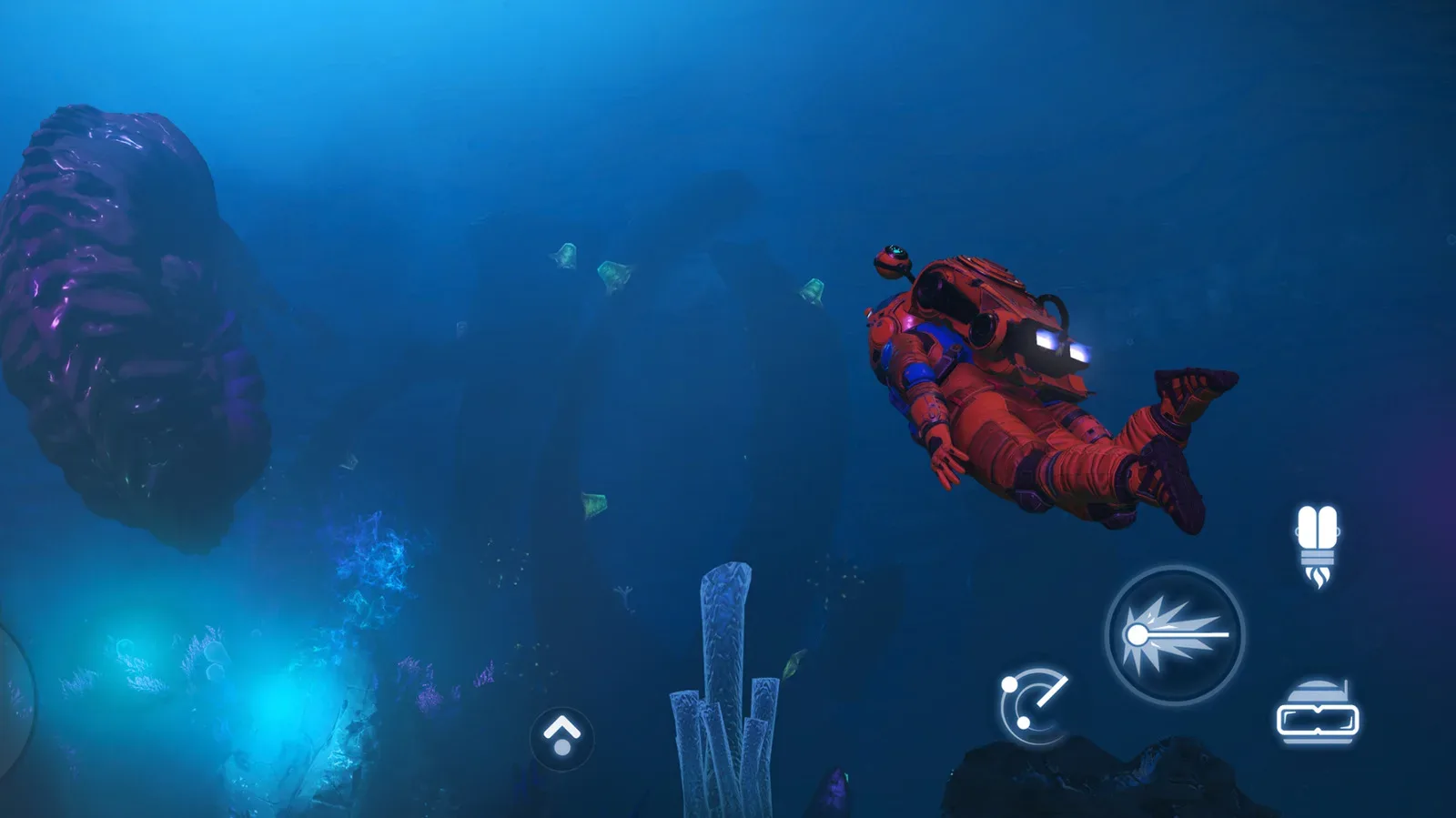 No Man’s Sky running on an iPhone with a space exploration scene
