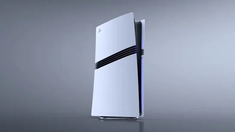 Close-up of a game console retail shelf with limited stock