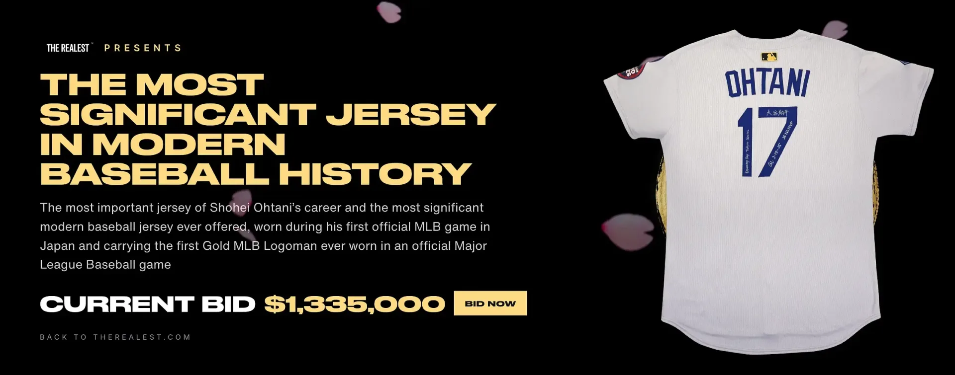 Gold MLB Logoman patch on Shohei Ohtani’s 2025 Tokyo Series jersey
