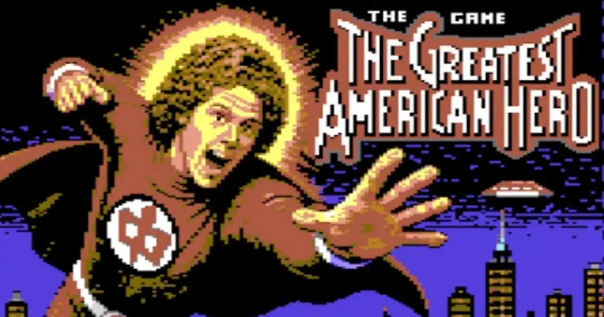 Commodore 64 game screen or promotional art for The Greatest American Hero