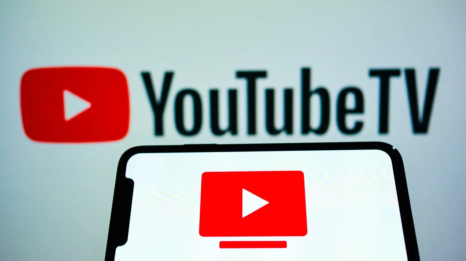 YouTube TV live television interface on a television screen