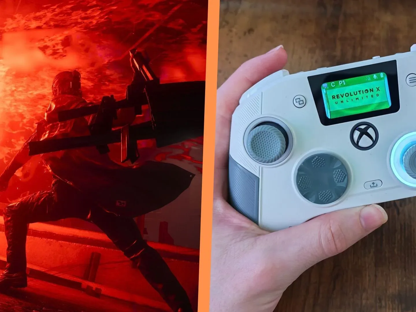 A Control Resonant marketing image edited next to a Nacon Revolution X Unlimited controller