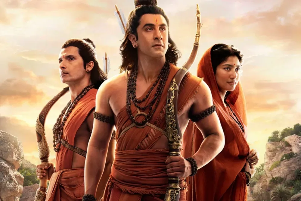 Ranbir Kapoor, Yash and Sai Pallavi in promotional artwork for Ramayana: Part One