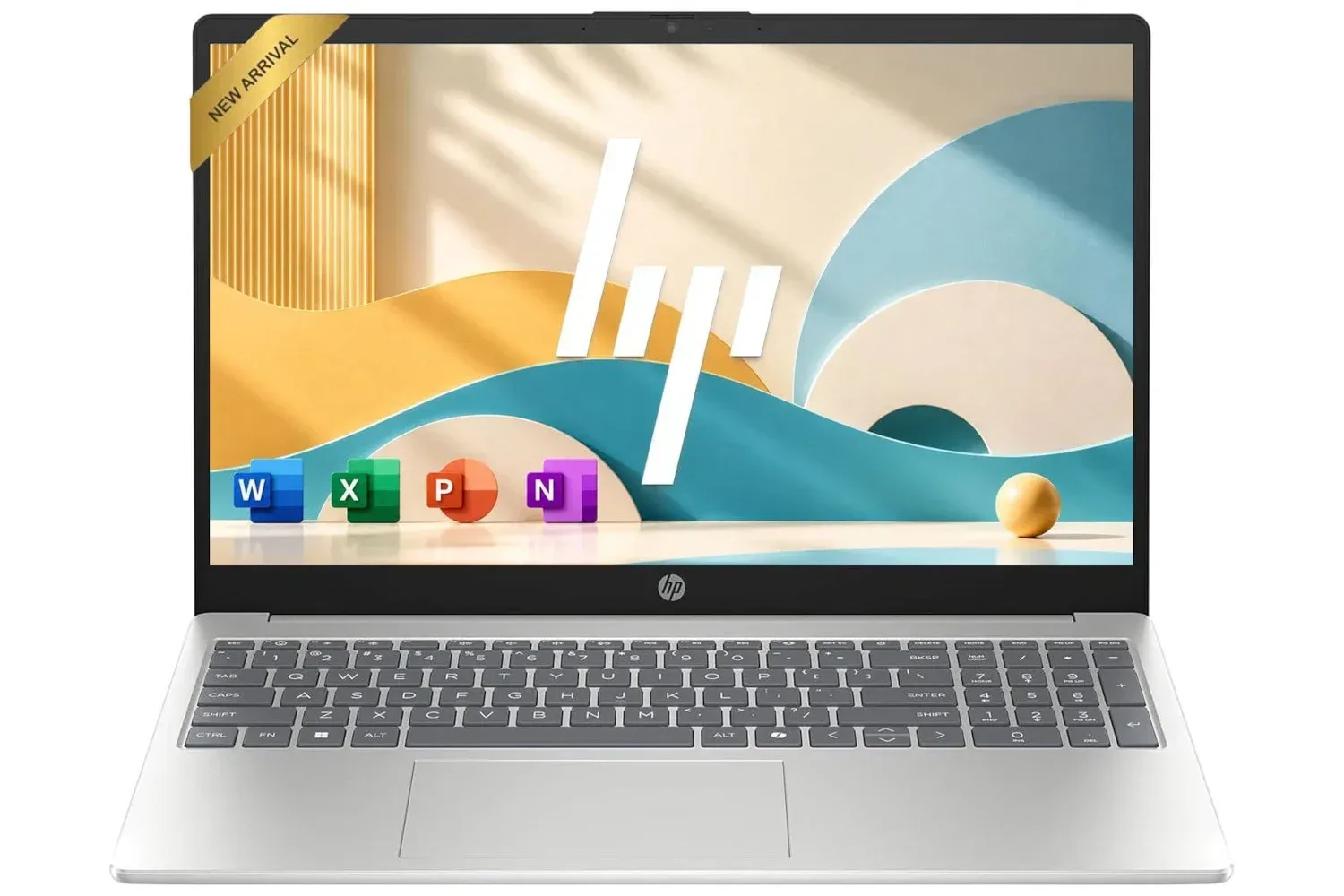 HP 15.6-inch laptop listed with a 1080p display, Intel N200 processor, 8GB RAM and 128GB SSD
