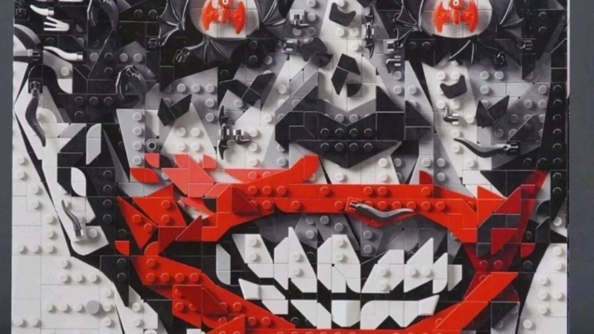 LEGO-style cover for Detective Comics #880 Facsimile Edition featuring the Joker formed from bats