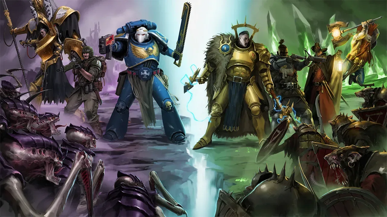 Warhammer Survivors Hobby Table stage with tabletop-inspired scenery