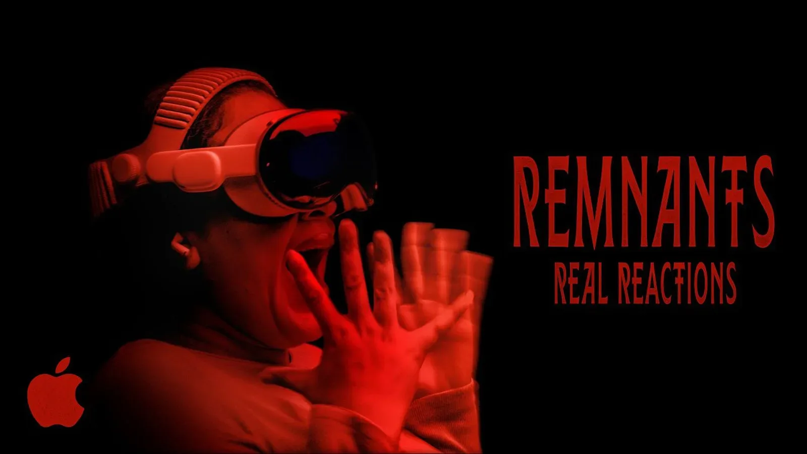 A person wearing an Apple Vision Pro headset while reacting to Remnants