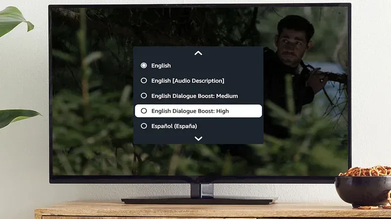 Fire TV Dialogue Boost level options from Low through Heightened