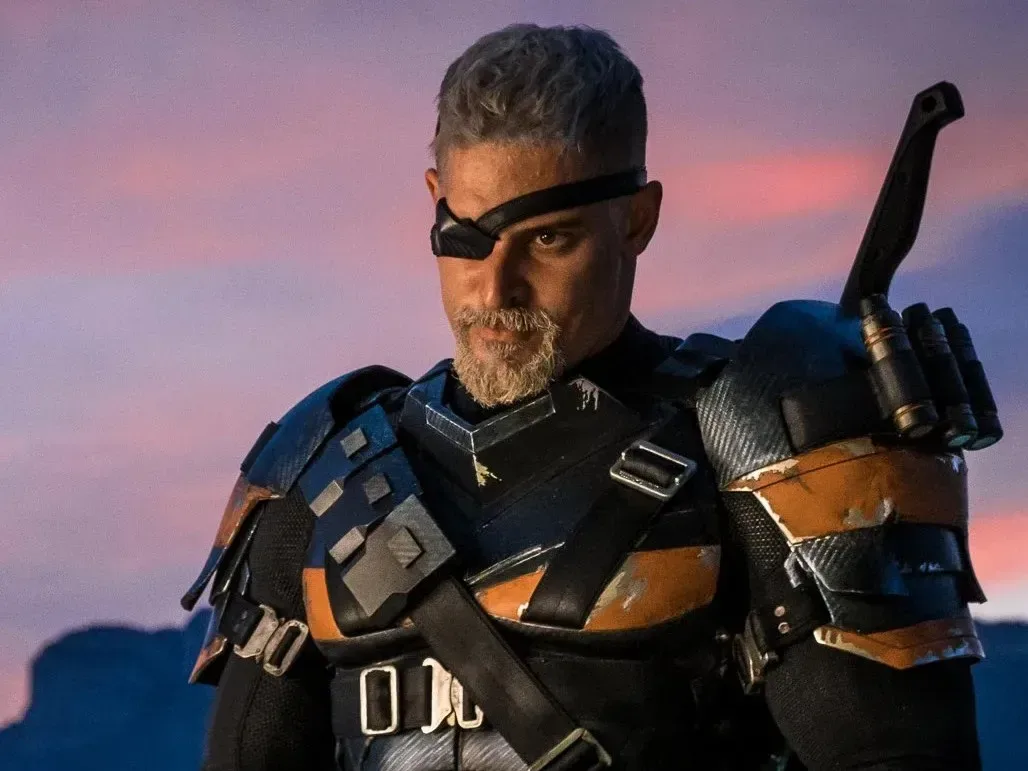 Deathstroke helmet representing Joe Manganiello’s DC character
