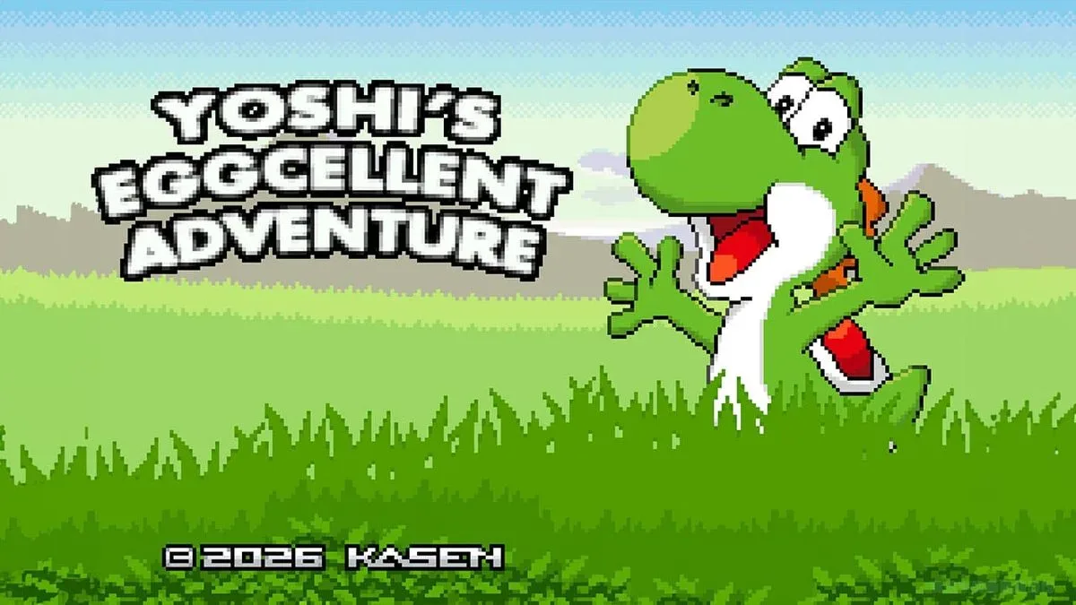 Yoshi explores a Pokémon Emerald-inspired area in Yoshi’s Eggcellent Adventure