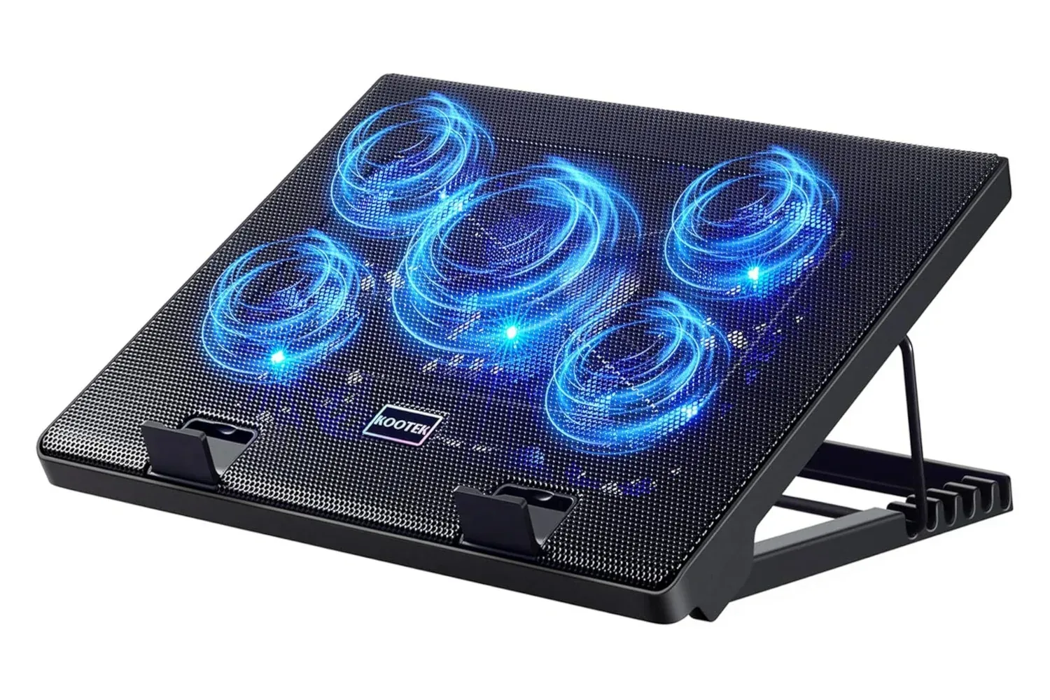 Kootek laptop cooler stand with five cooling fans and blue LED lighting