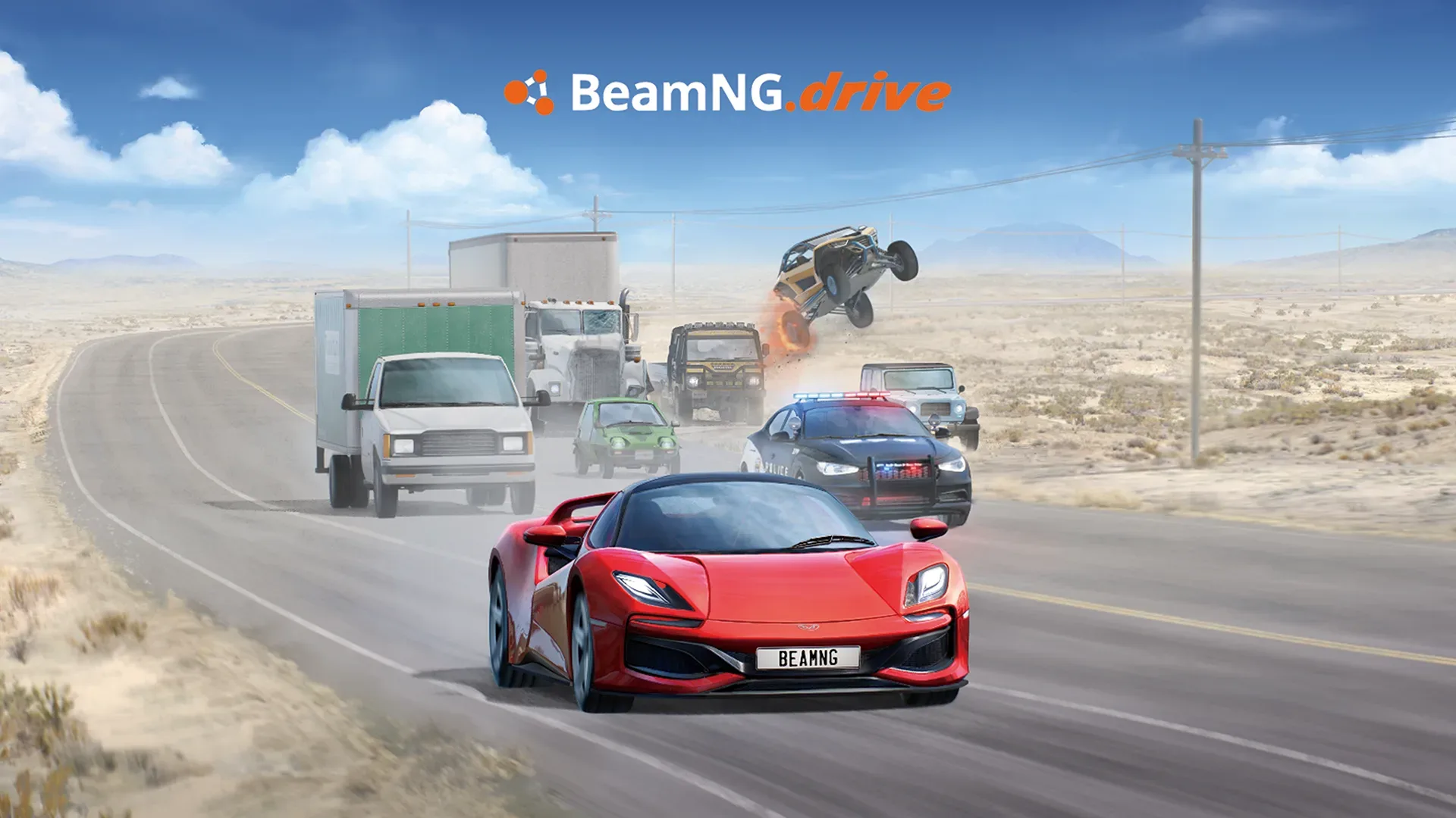 BeamNG.drive vehicle showing detailed soft-body crash damage on PlayStation 5