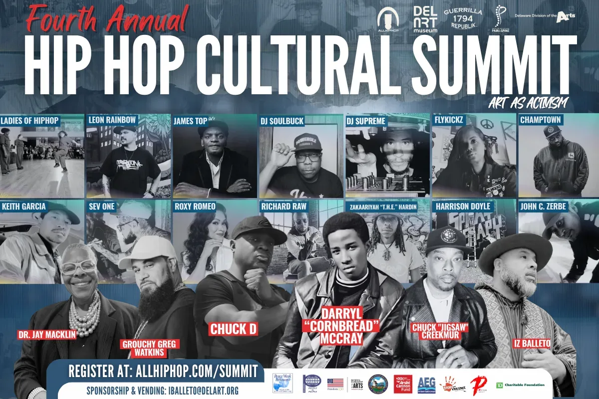 Chuck D and Cornbread featured for the Hip-Hop Cultural Summit at the Delaware Art Museum