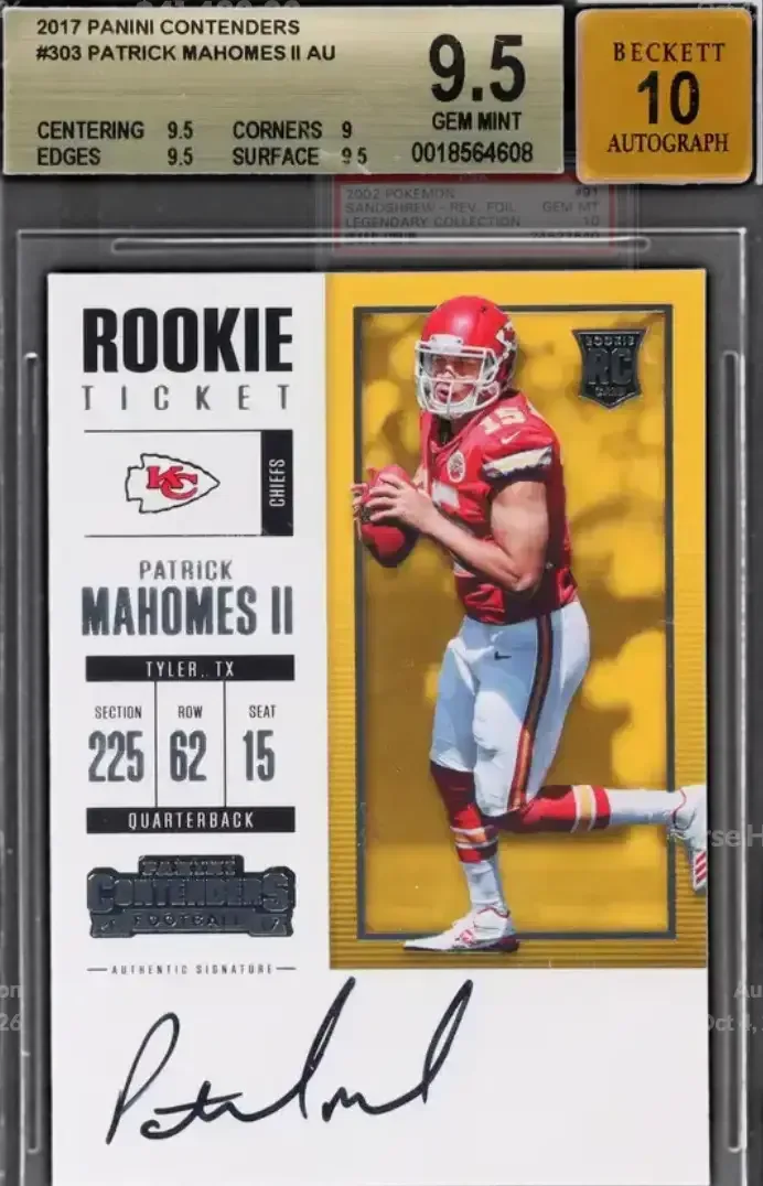 2000 Playoff Contenders Tom Brady Rookie Ticket autograph graded PSA 7 with Auto 9