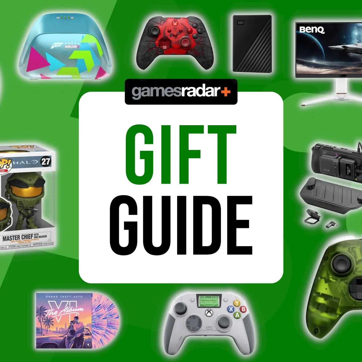 Xbox game art book and figure displayed beside a console setup