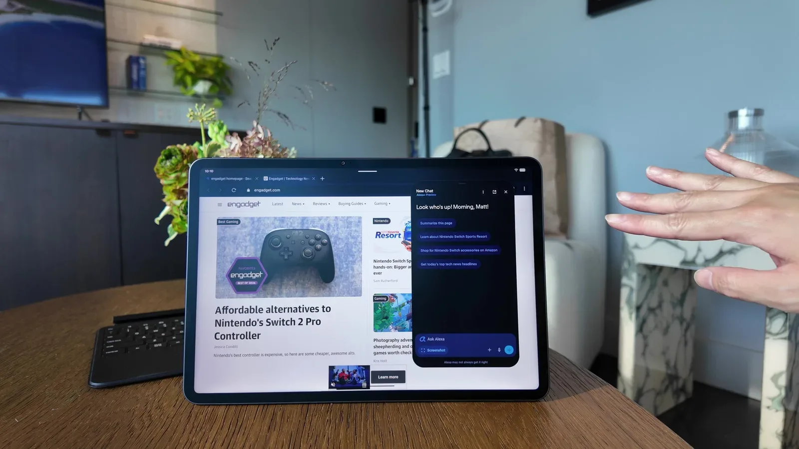 Amazon Alexa Tablet interface representing a cross-device assistant experience