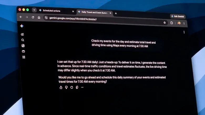 Using Gemini to set up an automation that summarizes your appointments.