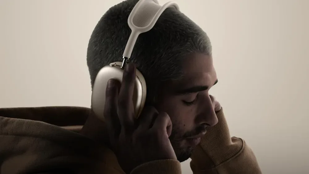 AirPods Max 2 headphones with memory-foam ear cushions and knit-mesh headband