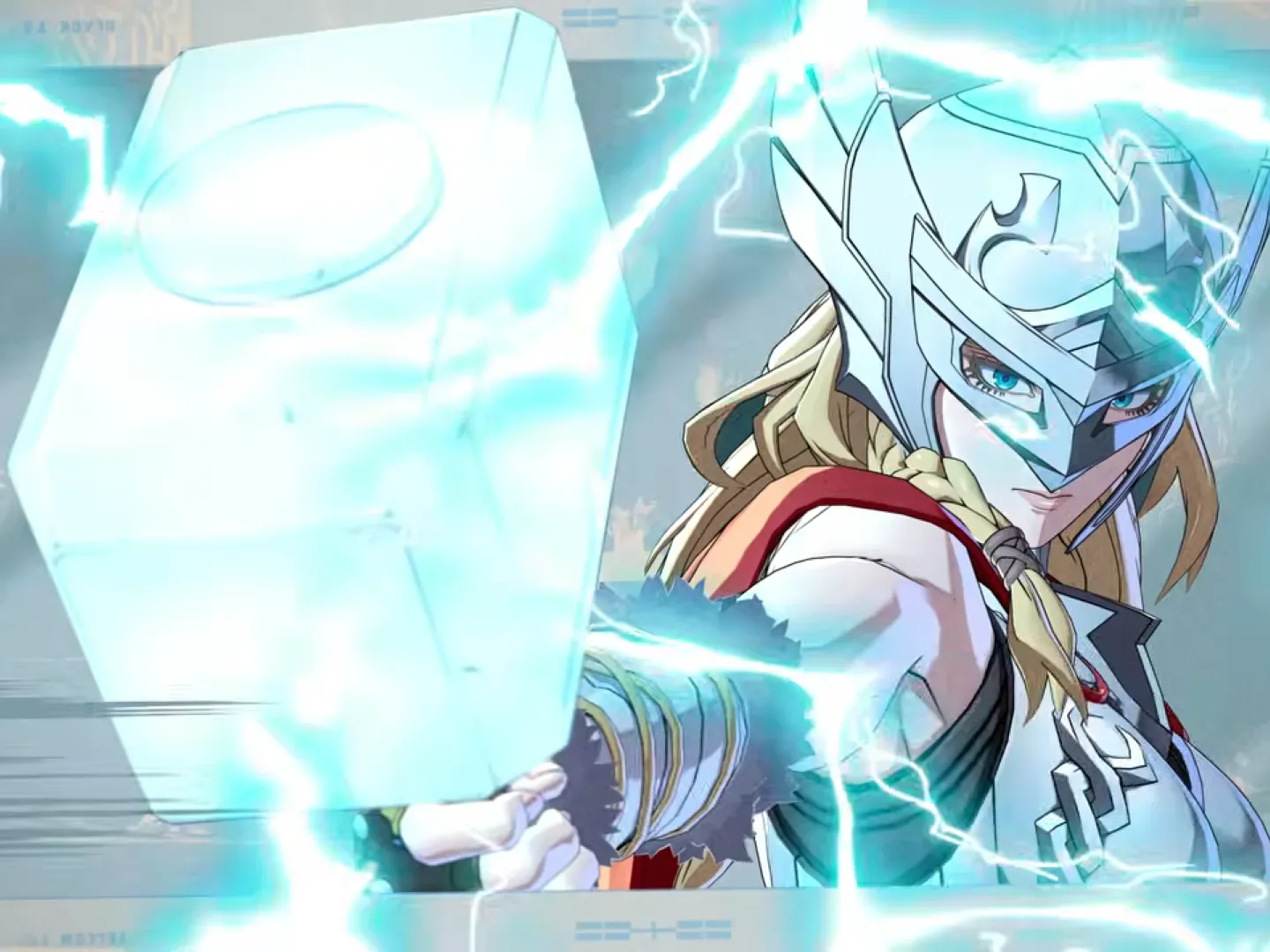 Screenshot from Marvel Tokon's post-launch trailer, showing Jane Foster's Thor.