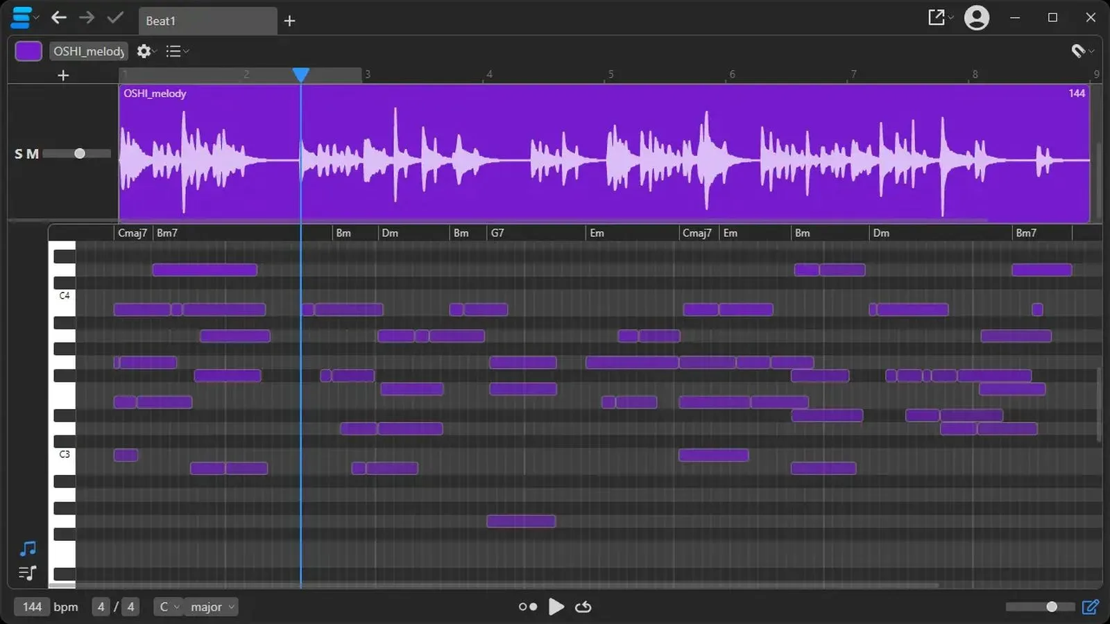 Apple and Samplab acquisition graphic with audio waveform and MIDI notes