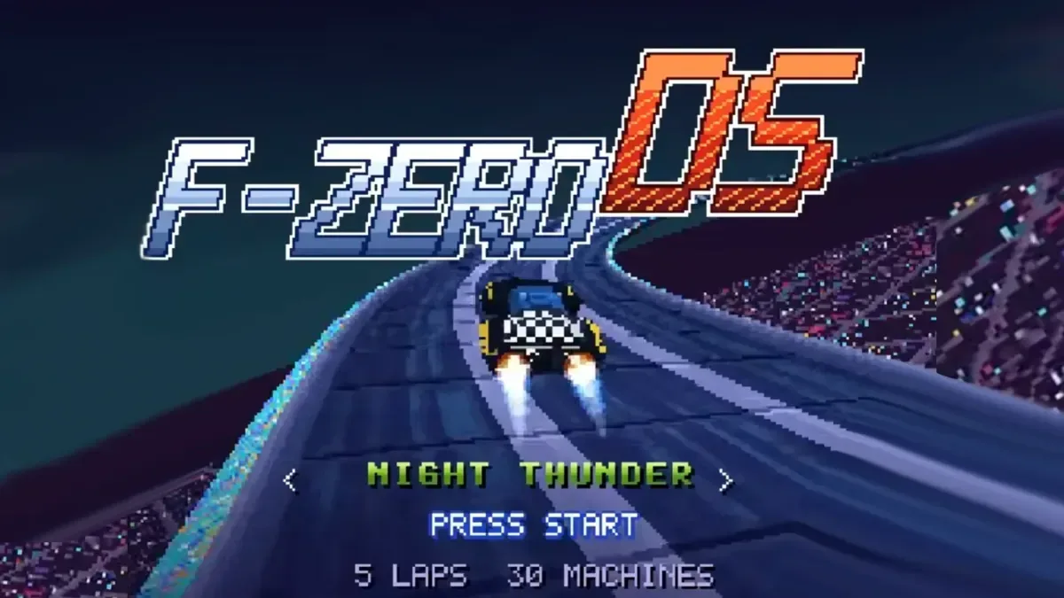 F-Zero DS prototype showing a futuristic race with a lower-screen map and race information
