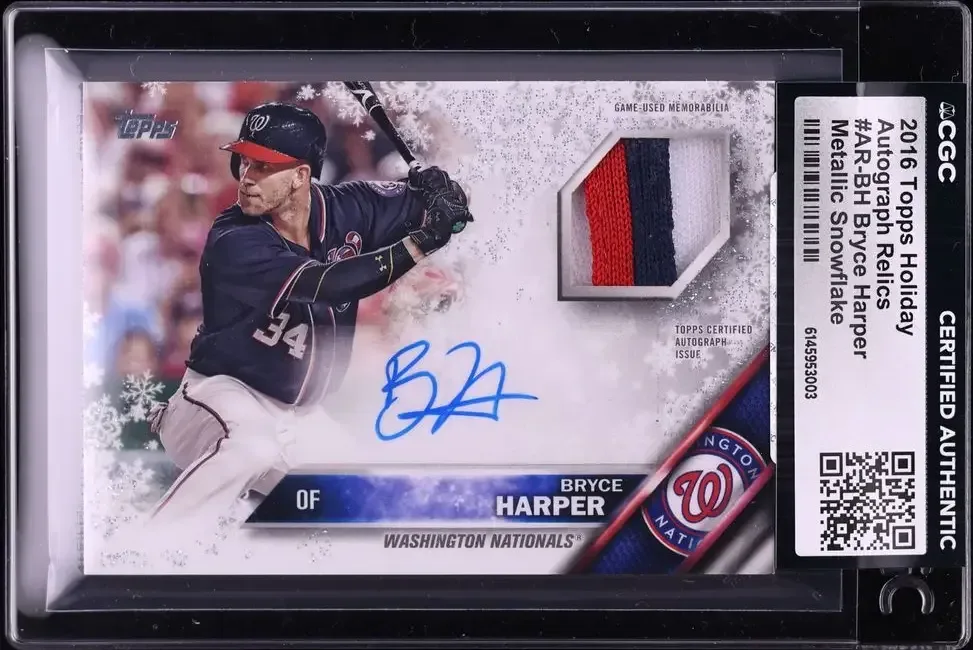 Bryce Harper 2016 Topps Holiday Metallic Snowflake relic autograph