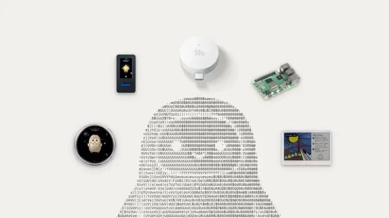 Developer-focused Muse Gadgets interface on an E Ink display and television