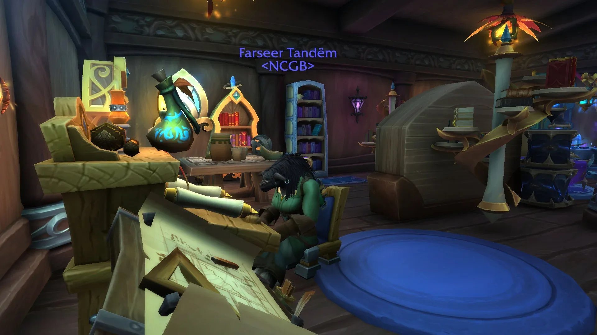 Magical study decorated inside a World of Warcraft home