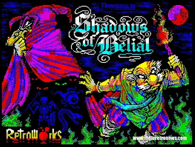 Shadows of Belial artwork showing Sir Fred’s dark ZX Spectrum 128K adventure