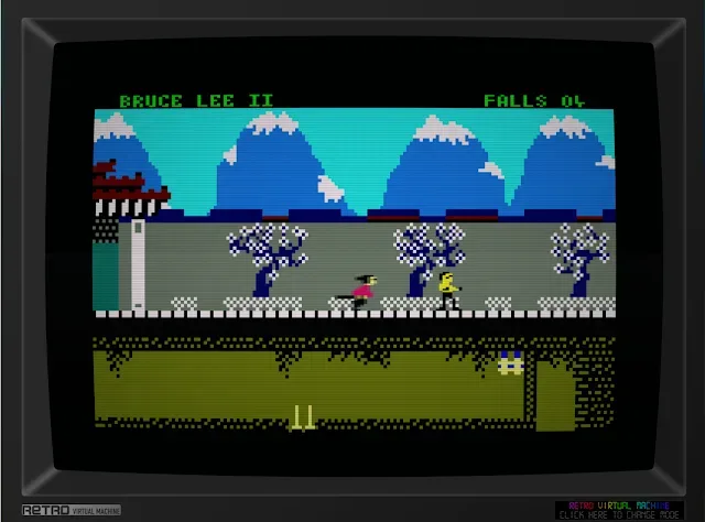 A Bruce Lee II gameplay scene featuring platforms and enemies on Amstrad CPC