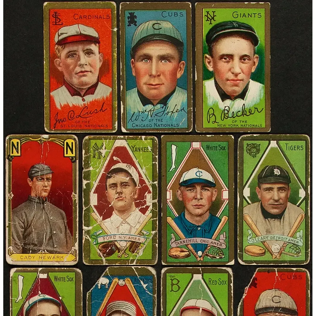 Vintage tobacco card backs showing different advertising brands