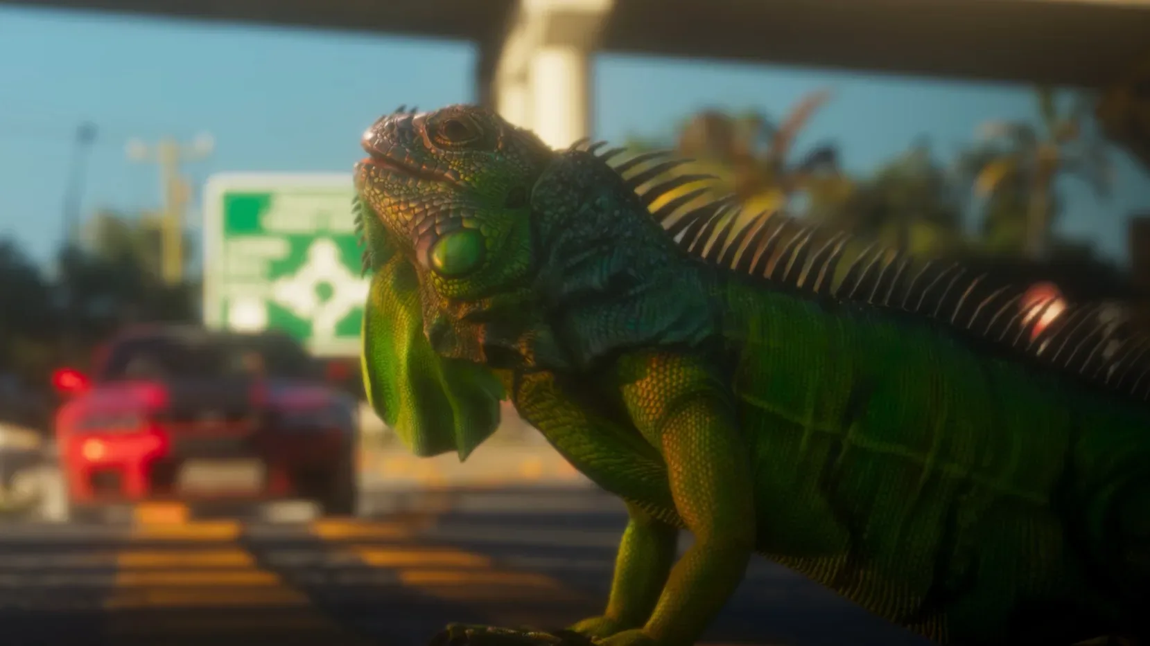 Grand Theft Auto 6 trailer scene illustrating the debated soft lens-style visual effect
