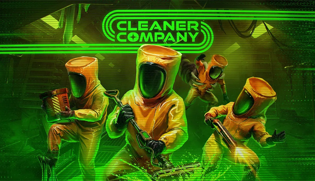 Cleaner Company Star Wipers crew cleaning a damaged sci-fi facility