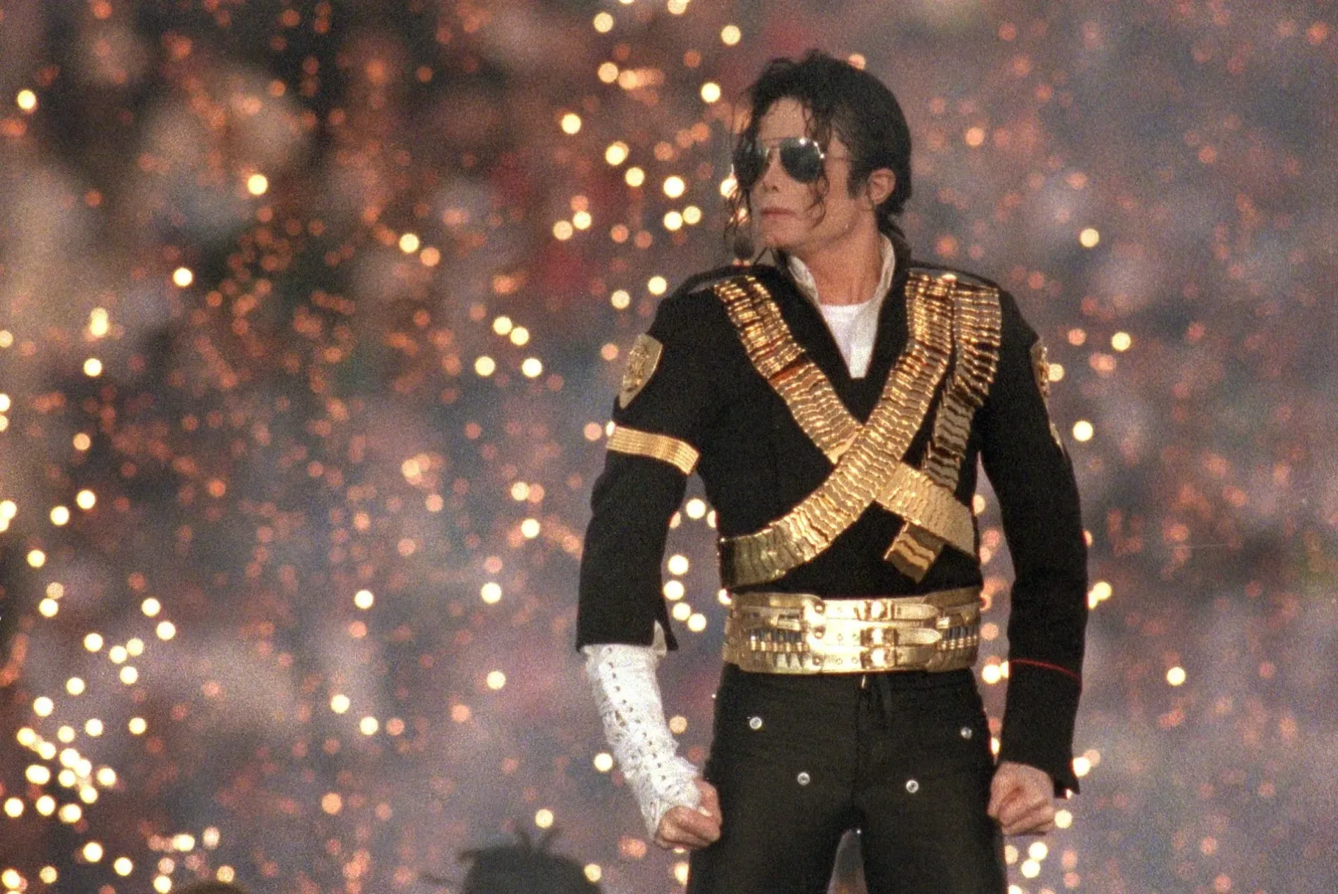 Michael Jackson performing during the 1993 Super Bowl halftime show
