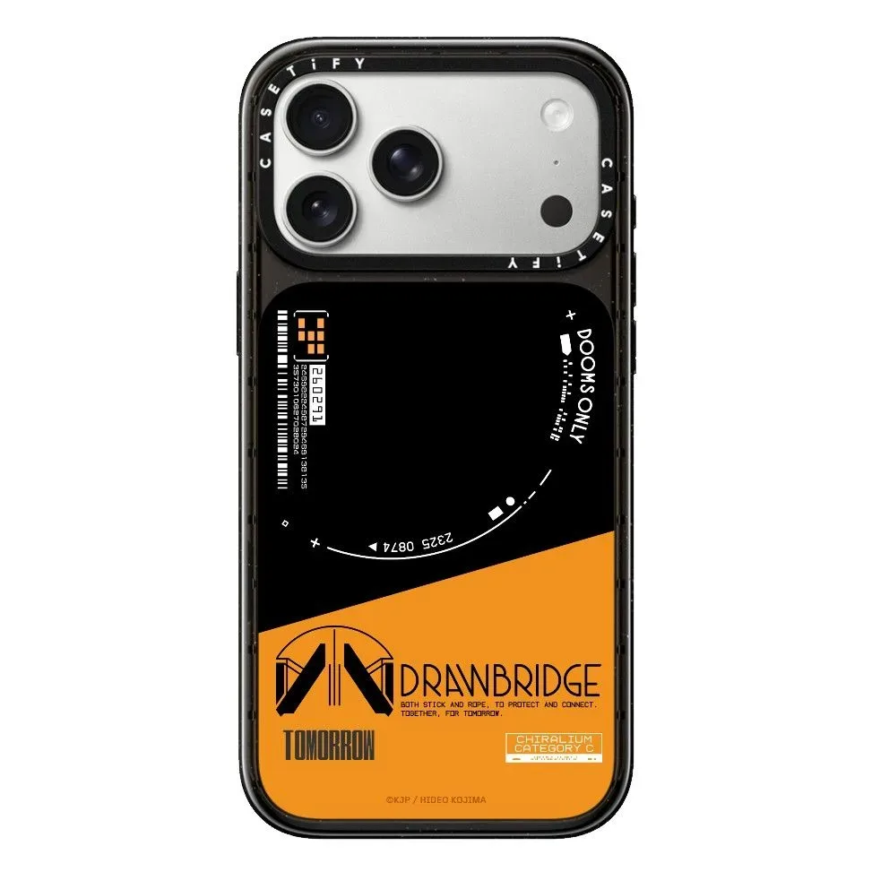 Hideo Kojima Death Stranding 2 Drawbridge design on a Casetify iPhone 18 Pro Max case