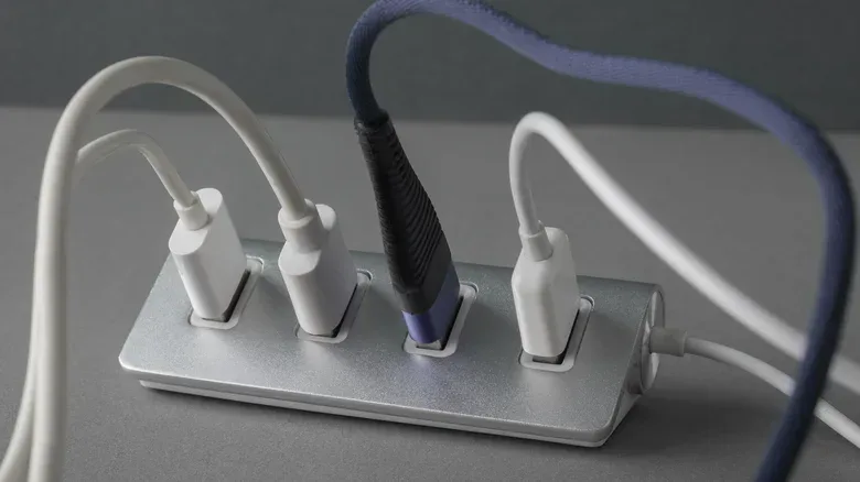 Close-up of USB-A and USB-C connectors next to one another
