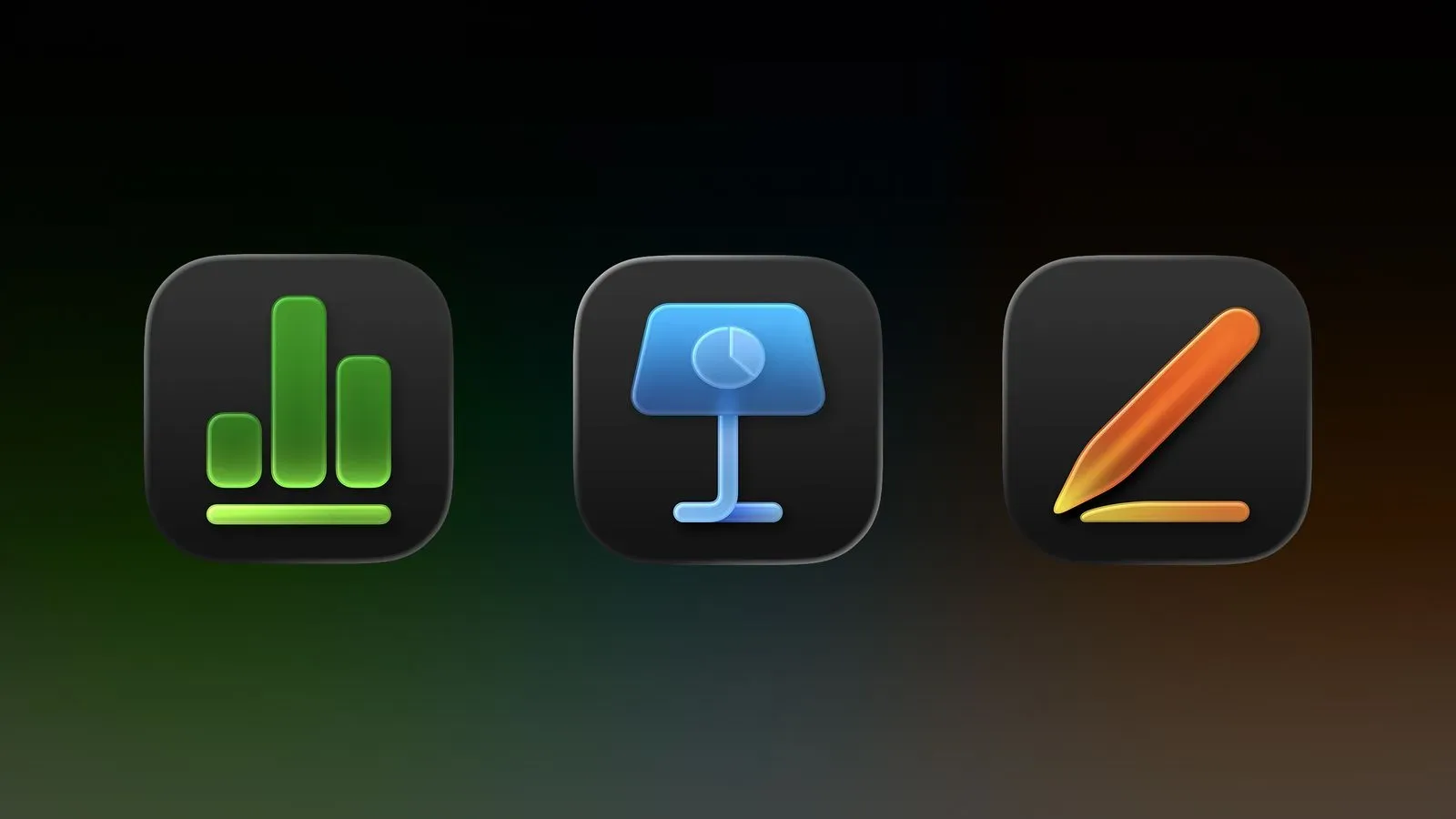 Keynote, Pages and Numbers app icons shown as temporarily unavailable on the App Store