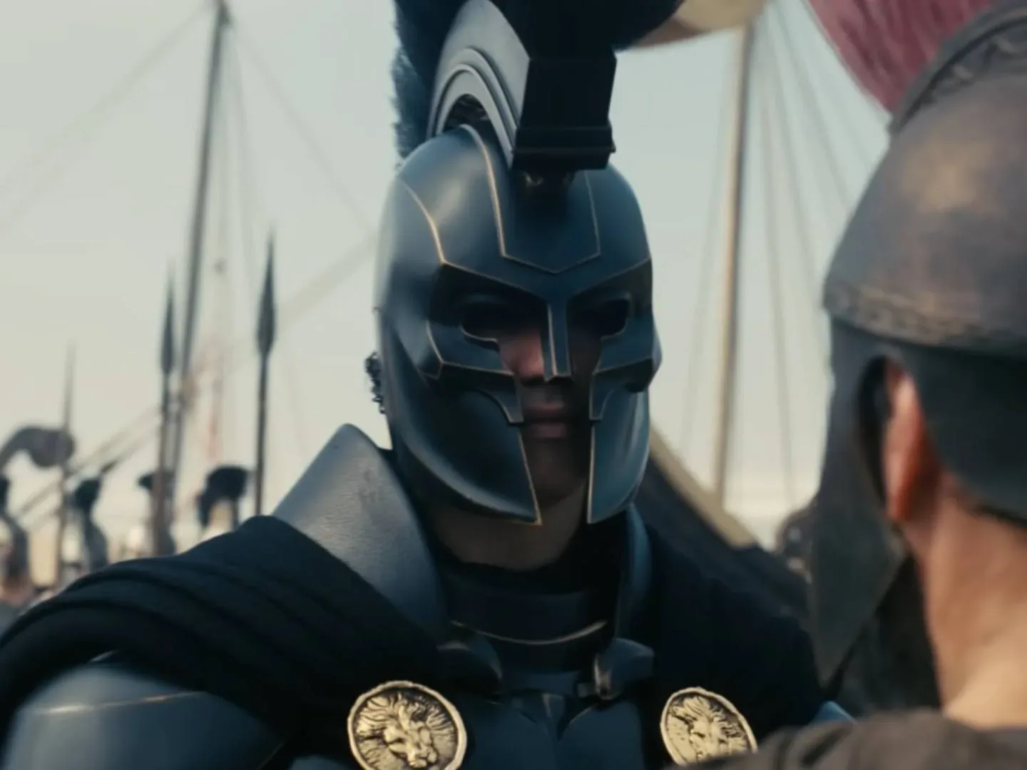 Benny Safdie as Agamemnon and Matt Damon as Odysseys in The Odyssey